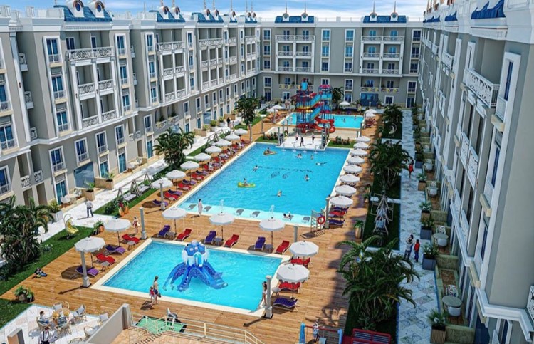 Luxuriöses, teilweise möbliert 4BD-Apartment im Hurghada Hub Resort. Keine War